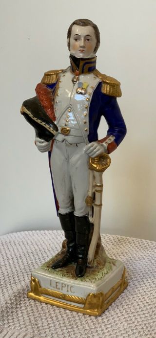 Antique French Military Soldier Porcelain Figurine German Scheibe " Lepic "