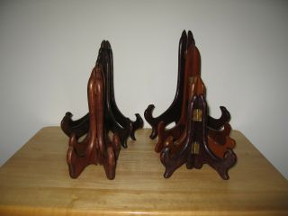 8 Fine Carved Lacquer Wood Plates Stand