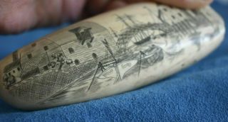 Vintage Faux Resin Boal Bridge South Brinks Maritime Whaling Scrimshaw Tooth