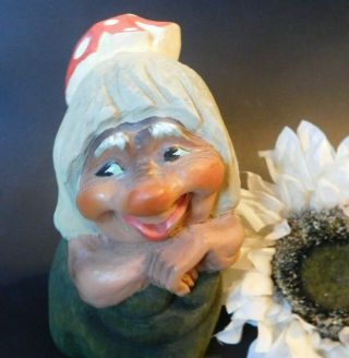 Large Henning of Norway Hand Carved Troll Wife with toadstool cap ADORABLE 1970s 8