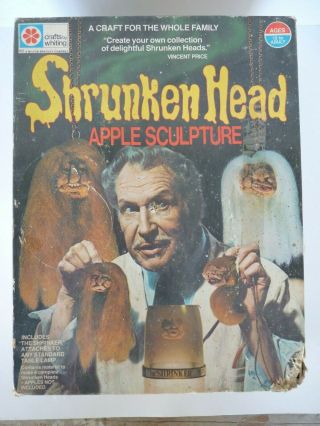 Vintage Rare Milton Bradley 1975 Vincent Price Shrunken Head Apple Sculpture Kit