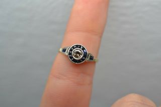 Antique Art Deco 18k Yellow Gold Sapphire And Diamond Engagement Ring 2.  6 Gr