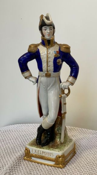 Antique French Military Soldier Porcelain Figurine German Scheibe " Exelmans "
