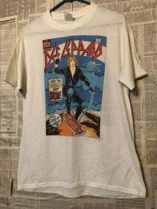Vtg 80s Def Leppard Hysteria T - Shirt