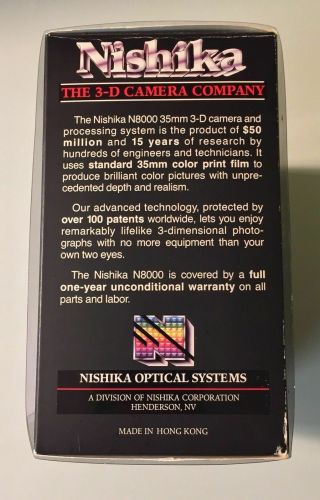 Nishika N8000 35mm 3D Quadra Lens System Old Stock Vintage Camera NIB 7
