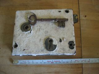 Antique Rim Door Lock with Key - Approx 6 