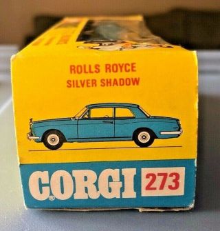 VINTAGE CORGI 273 ROLLS ROYCE SILVER SHADOW WITH GOLDEN JACKS AND FACTORY BOX 2