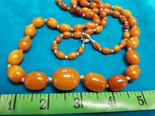 Vintage Antique Baltic Amber Beaded Necklace Butterscotch Color 34 