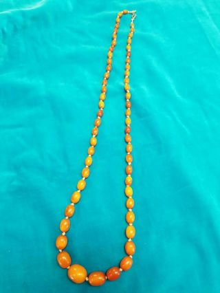 Vintage Antique Baltic Amber Beaded Necklace Butterscotch Color 34 