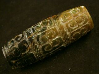 Lovely Large Chinese Old Jade Hand Carved Cong Pendant Daa017