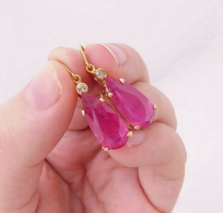 18ct Gold Ruby Diamond Earrings,  18k 750
