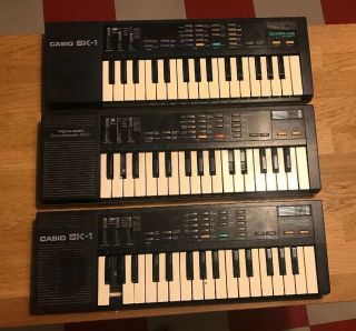 Three Vintage Casio Sk - 1 Sampling Keyboard Piano Synthesizer All Work