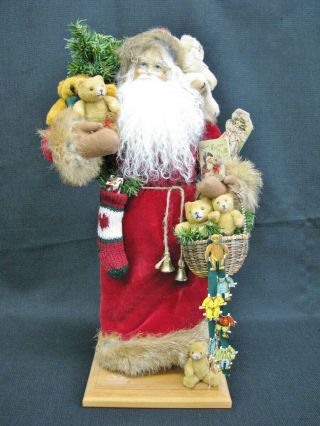Vintage Signed LYNN HANEY Fur Lined Santa w/Gifts Limited Edition 171 c.  1994 2