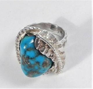 Unsigned - White Gold Pilot Mountain Turquoise Ring - Size 8 1/4 - Vintage