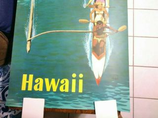 United Air Lines VINTAGE TRAVEL POSTER hawaii signed riding the wave 9