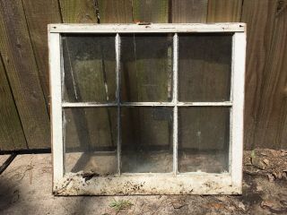 Vintage Rustic Window Sash Frame W/ 6 Panes Glass