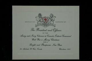 Pre Ww2 Canadian Officers Of The Army & Navy Veterans Canada Christmas Card 1935