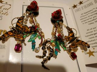 Lunch at the Ritz VAULT Red ROSE GARDEN BUTTERFLY Earrings RARE BOLD HARD FIND 4