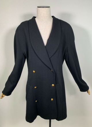 Authentic Chanel Vintage Matelasse Coco Button Wool Coat Black Size36 Rank Ab