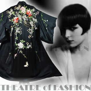 Jacket Kimono 20s Coat 30s Vintage Silk Antique Gatsby Deco Vamp Wedding Osfa