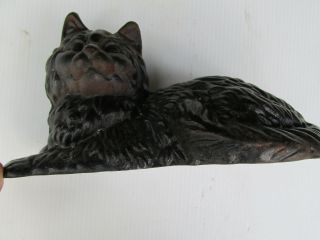 Antique Hubley Castiron Fireside Resting Black Persian Cateyes Doorstop " Estate "