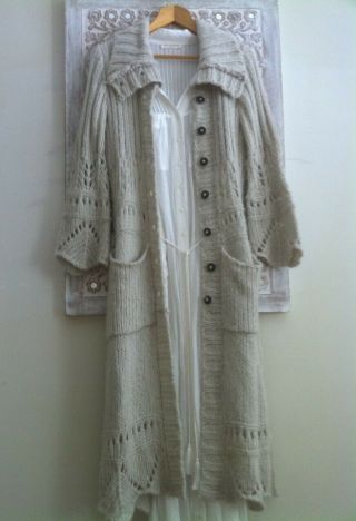 Spell Designs Rare Vintage Knit Tallulah Maxi Coat/cardigan Salt/cream One Size