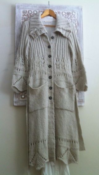 spell designs RARE vintage knit Tallulah Maxi Coat/Cardigan Salt/Cream One Size 2