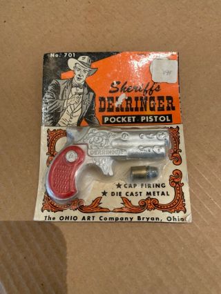 Vintage Sheriffs Derringer Pocket Pistol Toy Moc/nos Ohio Art Company