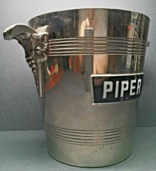 Vintage Piper Heidsieck Art Deco Champagne Bucket ☆ Chrome Enamel & Plated Brass