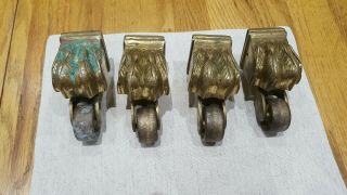 Vintage 4 Heavy Cast Brass Bronze Paw Claw Feet Table Leg Feet Diy Furniture