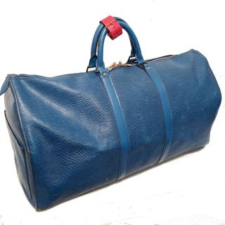 $2840 Vintage Louis Vuitton Blue Epi Leather Keepall 55