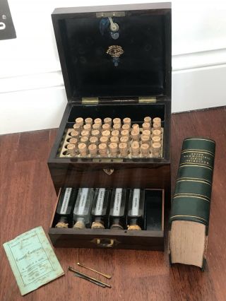 Rare Antique Homeopathic Apothecary Chemist Box - Redemies Book 1850 James Epps