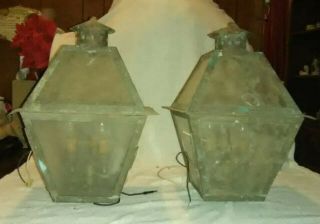 Set Of 2 Copper Vintage Outdoor Light Fixtures