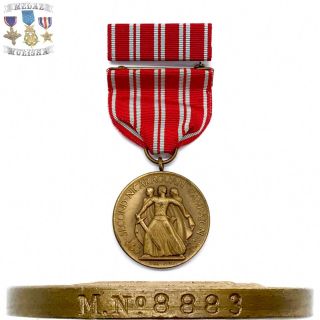 M.  No.  8883 Us Navy Second Nicaraguan Campaign Medal 1/2” Ribbon Bar Numbered