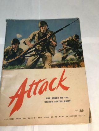 Vintage Wwii World War 2 Attack Story Of Us Army Booklet Military Book