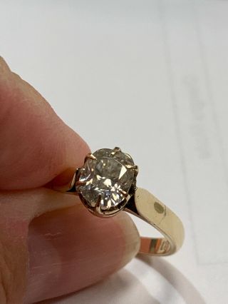 18k Yellow Gold Vintage Moissanite Solitaire Little Over A Carot At 6x7 Mm