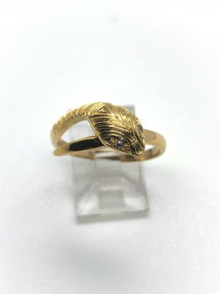 Victorian 14k Snake Ring With Diamond Eyes