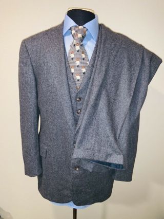 Outstanding Vtg Polo Ralph Lauren 3 Piece Wool Flannel Suit Sz 44r 36x30 Minty