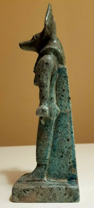 Ancient Egyptian Antiques Rare Egypt Statue Of God Anubis Blue Glazed Stone Bc