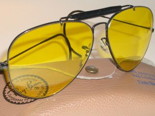 62[]14mm Vintage B&l Ray - Ban Black Wrap - Arounds Kalichrome Aviator Sunglasses