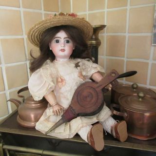 17 1/3 " Bebe Jumeau Red Stamp Tete Jumeau Size 7.  French Bisque Head Doll