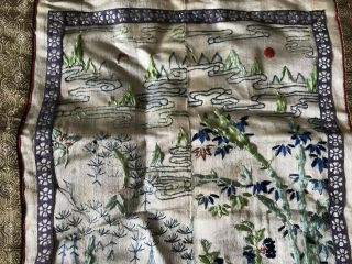 Antique Chinese Silk Embroidery Sleeve Panel Robe Qing Dynasty 3
