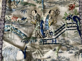 Antique Chinese Silk Embroidery Sleeve Panel Robe Qing Dynasty 5