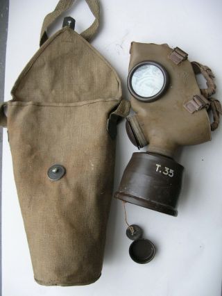 Ital Italy Italian T35 Gas Mask,  Filter 1940 Year Dated,  Canvas Bag