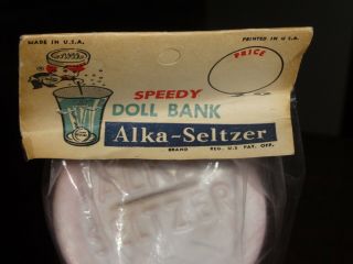 Vintage 1950s Alka - Seltzer SPEEDY Doll Bank in package RARE MIB 4