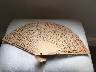 Vintage Carved Wooden Fan