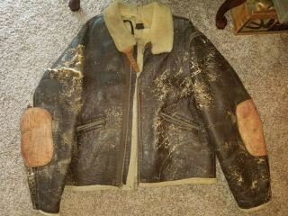 Wwii 1930 - 40s Leather D - 1 Bomber Flight Jacket Shearling Sheepskin Display Only