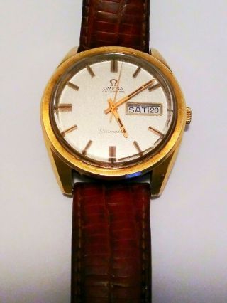 Vintage Omega Seamaster Watch Automatic 14k Gf Bezel W/ Date