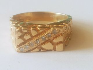 Vintage Men’s 14k Solid Gold Ring W Diamonds Size 10 7.  5 Grams Not Scrap.
