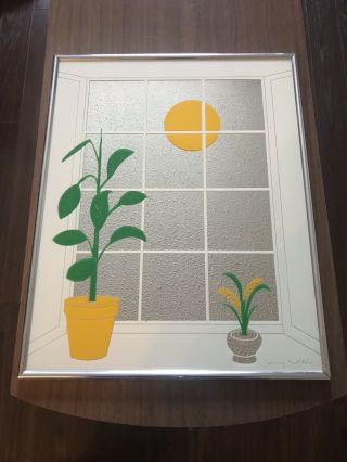 Rare Vintage Larry Willis Hamilton Art Plant Print Mirror Mid Century Modern Mcm